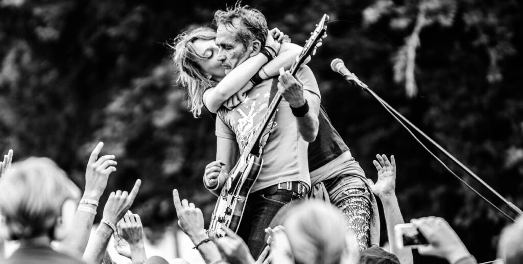 Fan hugging her favourite musician